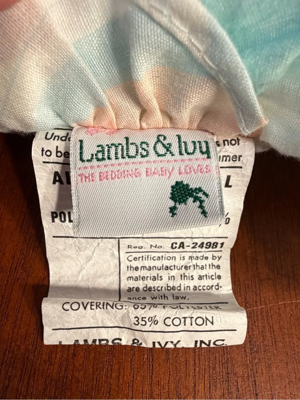 Vtg Lambs & Ivy Baby Blanket Quilt Pastel Stripes Plush Puppy Dog Ruffle Border